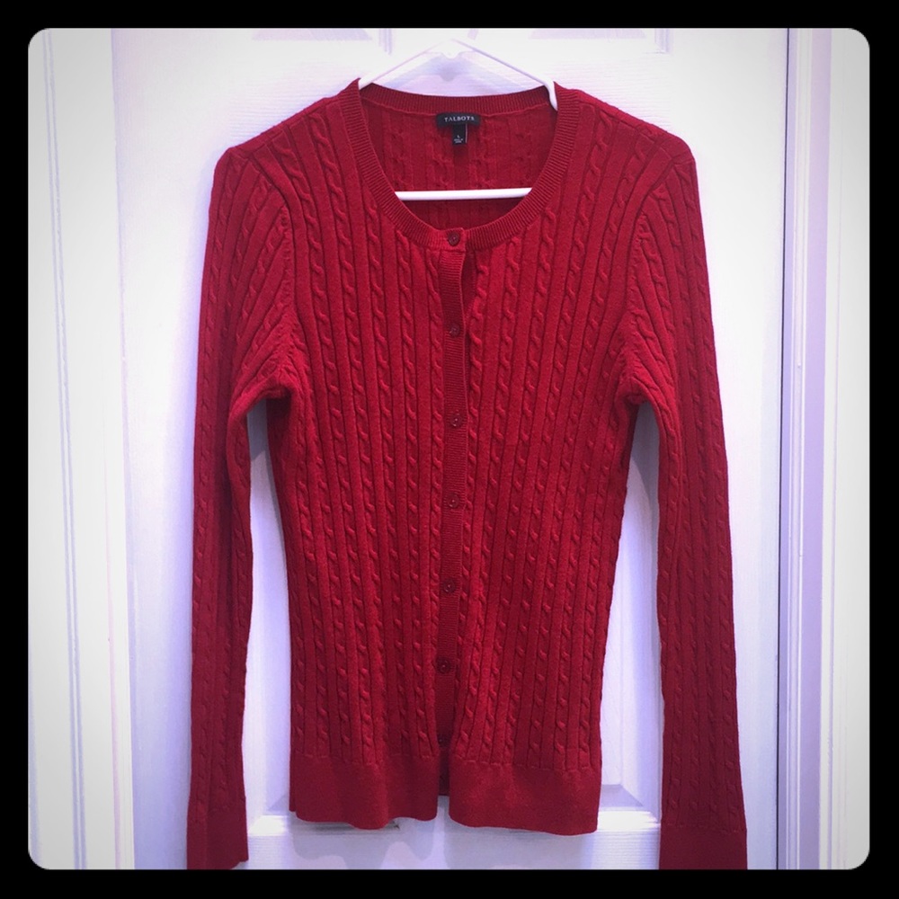 Like new Talbots red cable cardigan